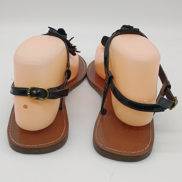 GAP Thong Black Flat Sandals with Suede Flowers - Picture 3 of 6